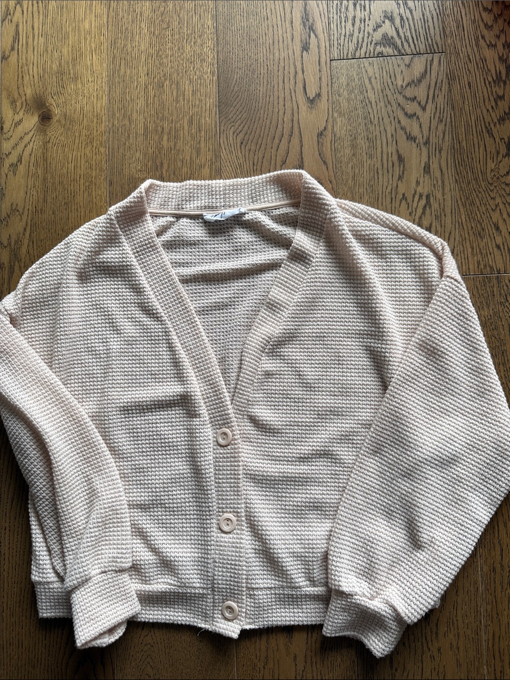 Light Cream Knit Button-Front Women's Cardigan Sweater